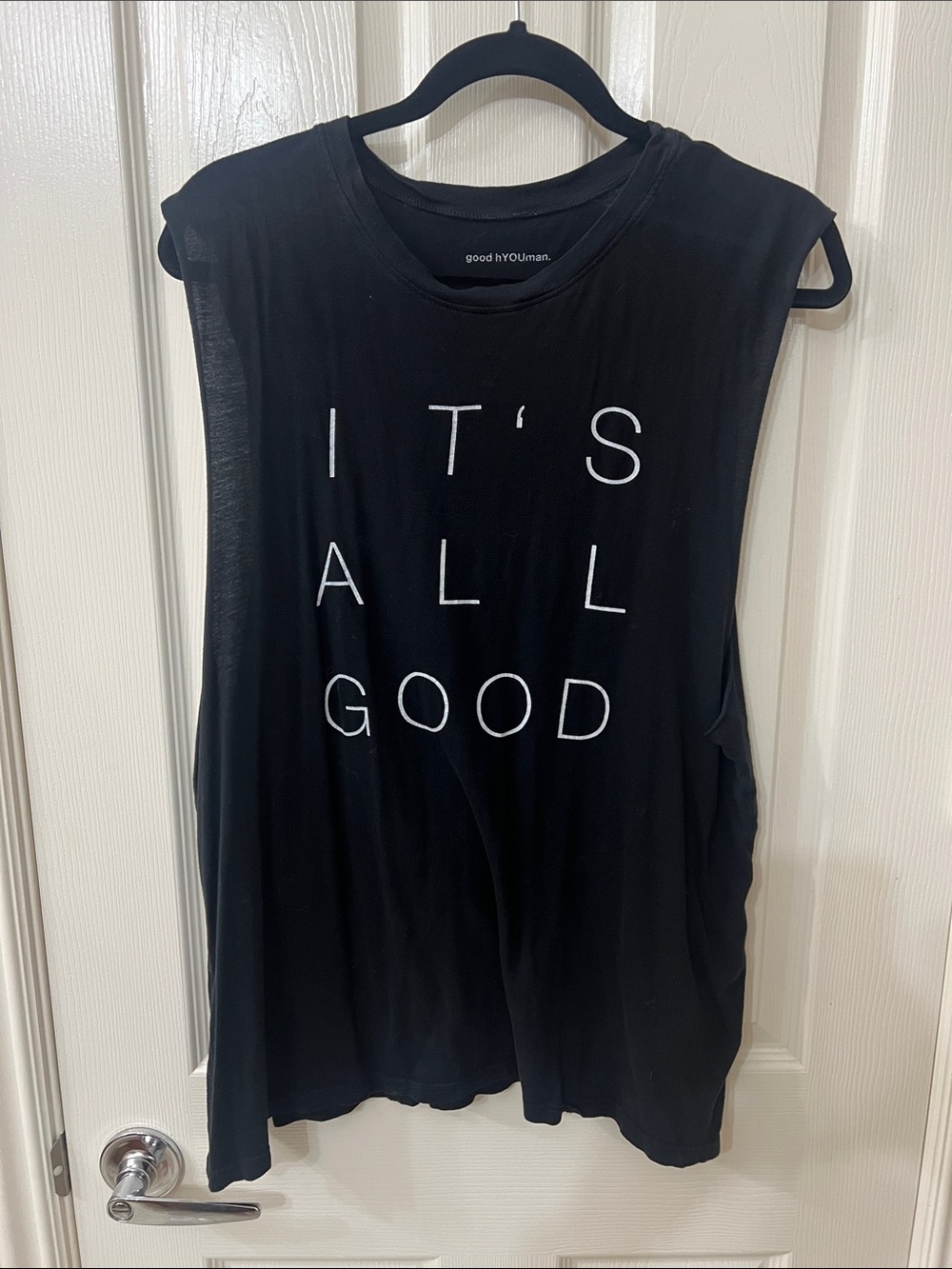 good hYOUman Black Muscle Tank with White "IT'S ALL GOOD" Text